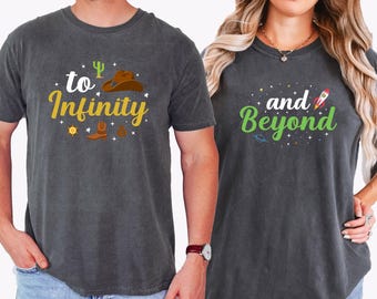 Comfort Colors® To Infinity And Beyond Couple Shirt, Toy Story Buzz And Woody, Disney Couple Tees, Toy Story Shirt Matching, Toy Story Party
