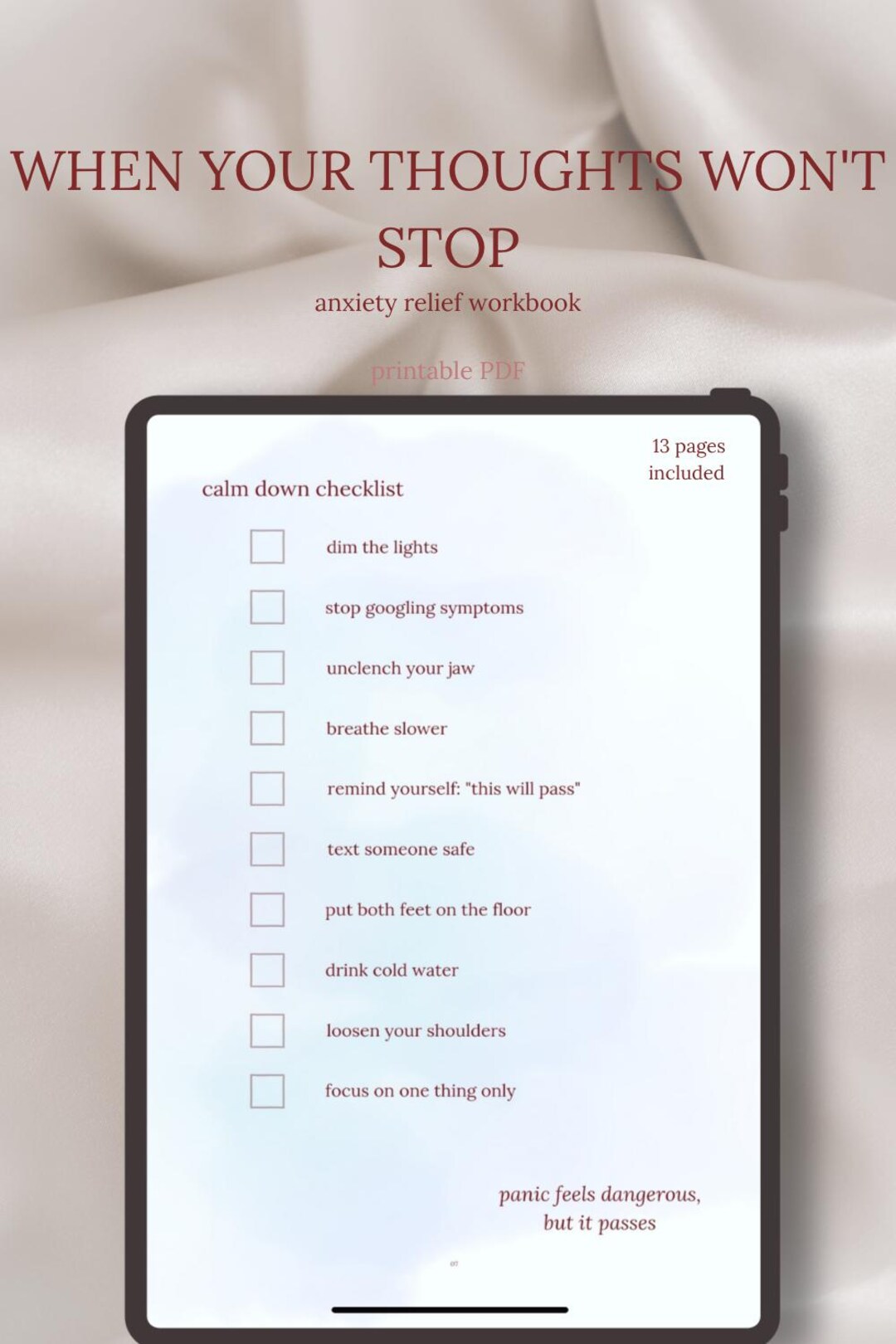 Anxiety Relief Workbook Printable PDF | Panic Attack Help | Calming ...