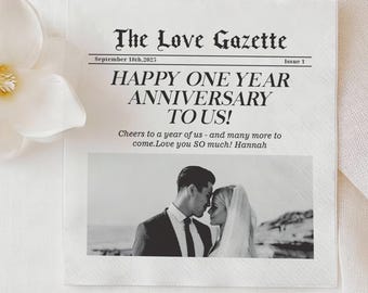 Custom Photo Napkins for Wedding Anniversary, Personalized Anniversary Napkins with Photo, Custom cocktail Napkins for Party Decor