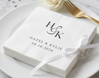 Personalized Wedding Napkins with Text - Custom Cocktail Napkins for Wedding Bridal Shower Engagement Party Decor