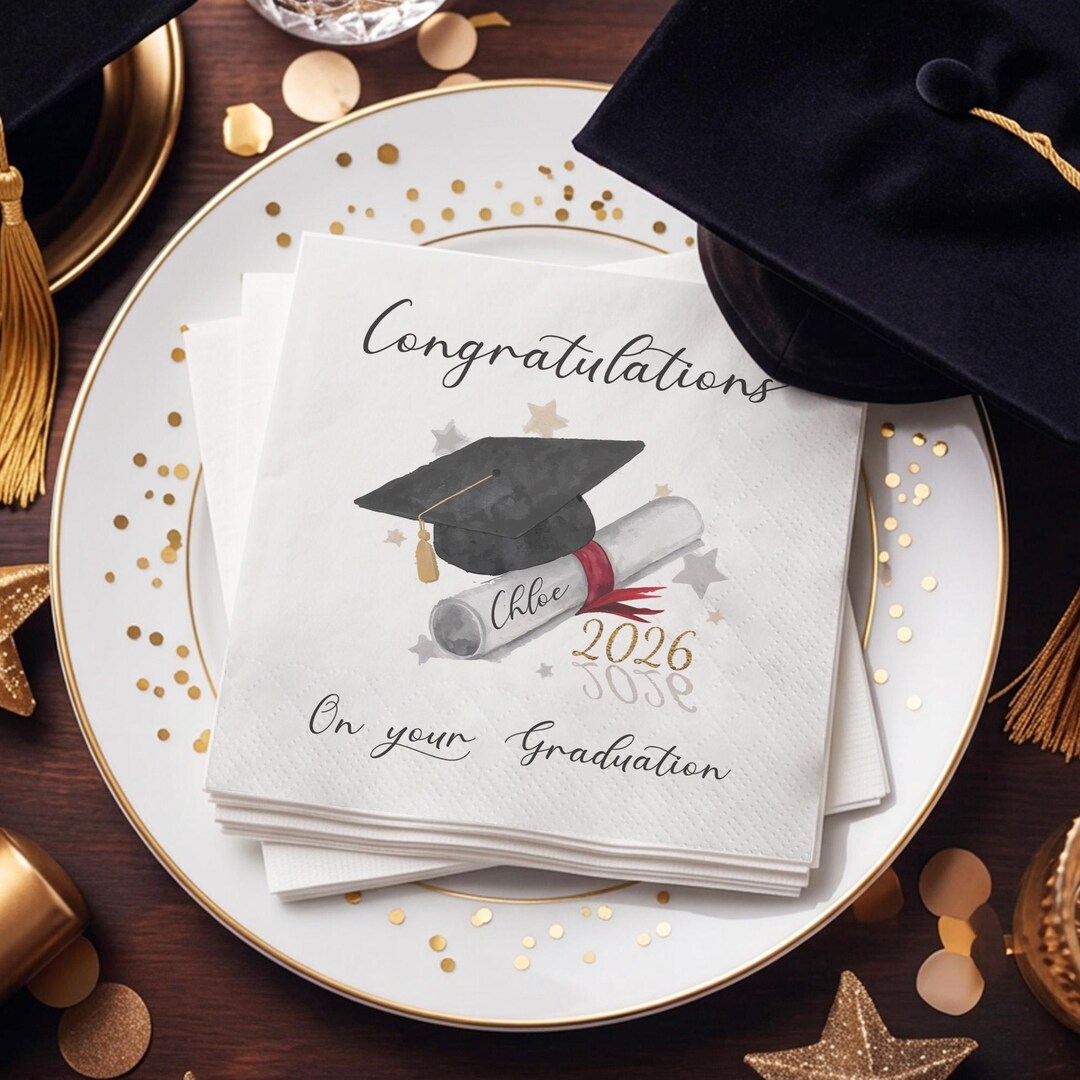 Personalized Graduation Napkins - Class of 2026 Custom Cocktail Napkins ...
