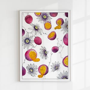 Passionsfrucht | Passionsfrucht & Blumen Poster | Food Art