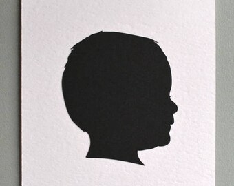 16x20 inch silhouetportret op maat - lasergesneden en gemonteerd op een gelaagd viltkarton.