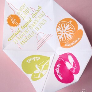 Cootie Catcher Invitation Suite SAMPLE ONLY Price is not full order per unit price, see description image 3