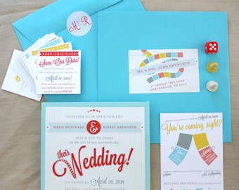 Get Me to the Wedding - Playable Board Game Wedding Invitation - SAMPLE ONLY (Price is not full order per unit price, see description)