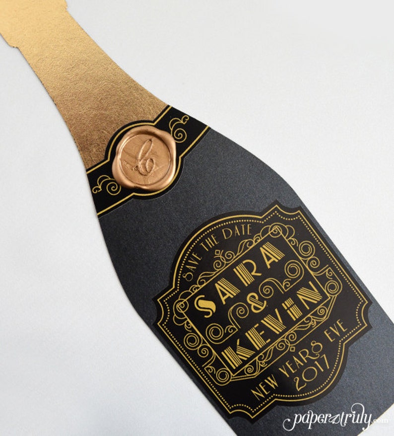 Cheers Champagne Bottle Save the Date SAMPLE ONLY Price is not full order per unit price, see description image 3