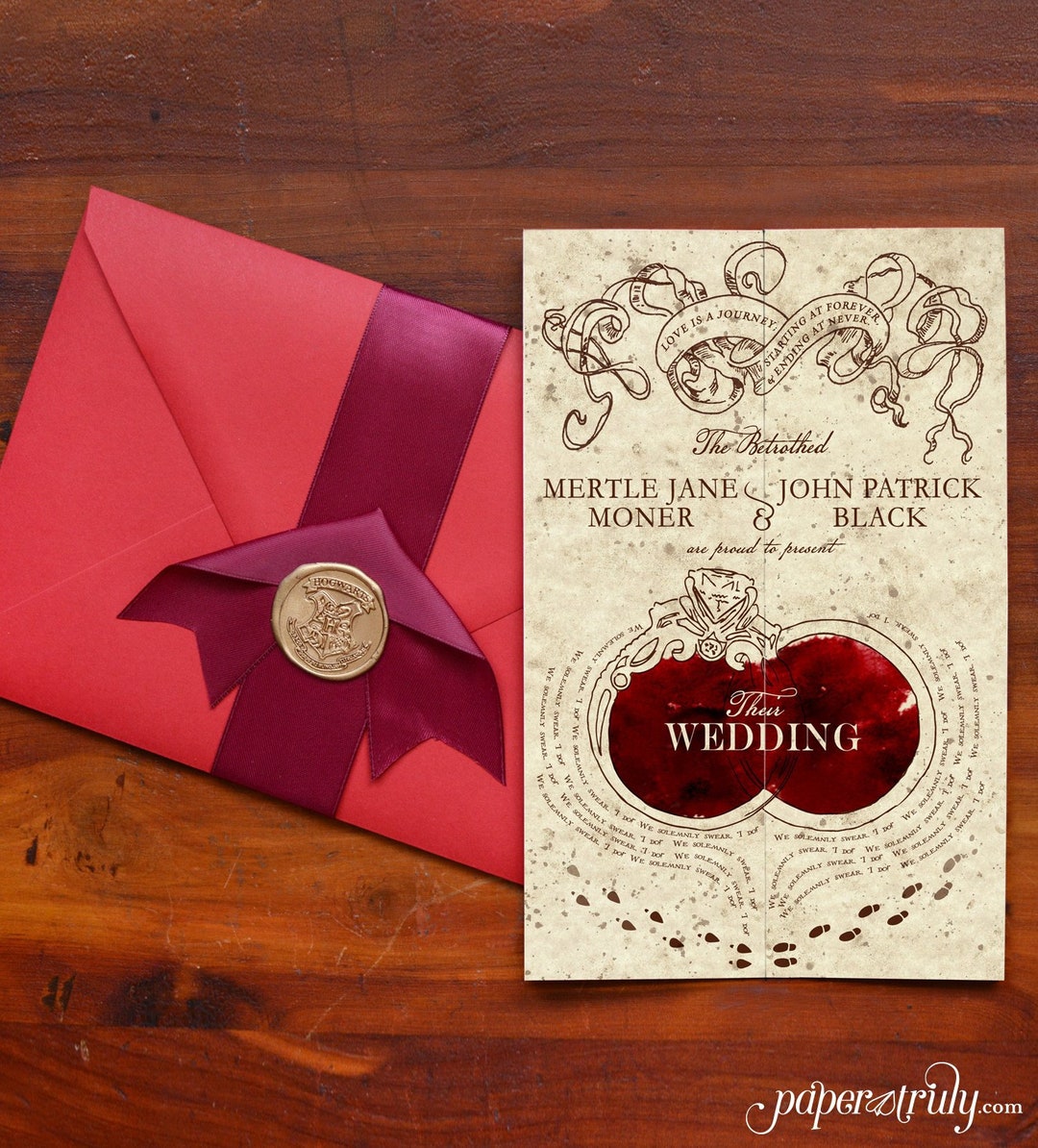 Romance Managed Harry Potter Inspired Invitation SAMPLE ONLY price is Not  Full Order per Unit Price, See Description 