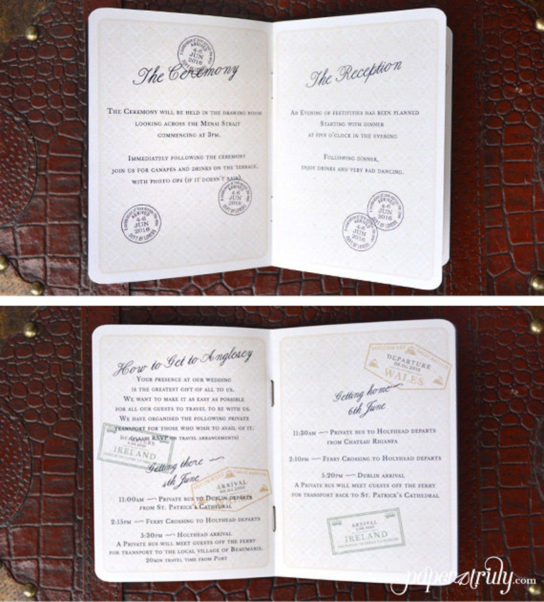 Come Away With Me Passport Wedding Invitation SAMPLE ONLY Price is not full order per unit price, see description image 4