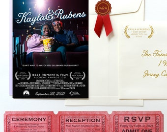 Premiere - Movie Poster Wedding Invitation - SAMPLE ONLY (Prijs is niet volledige bestelling per eenheidsprijs, zie beschrijving)