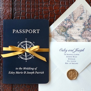 Come Away With Me Passport Wedding Invitation SAMPLE ONLY Price is not full order per unit price, see description image 1