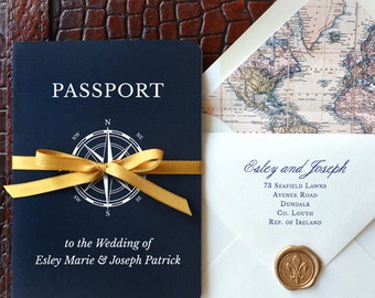 Come Away With Me - Passport Wedding Invitation - SAMPLE ONLY (Price is not full order per unit price, see description)