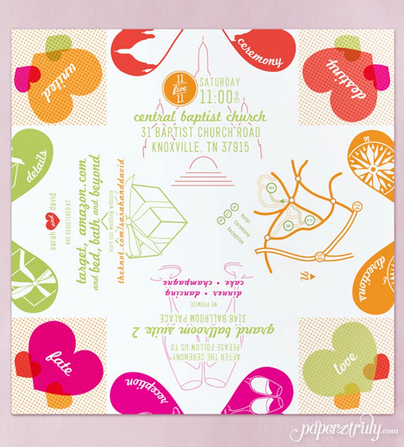 Cootie Catcher Invitation Suite SAMPLE ONLY Price is not full order per unit price, see description image 5