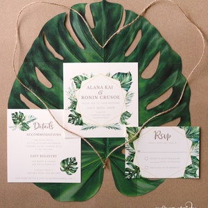Trópico - Tropical Leaf Invitation - SAMPLE ONLY (Prijs is niet de volledige bestelling per eenheidsprijs, zie beschrijving)