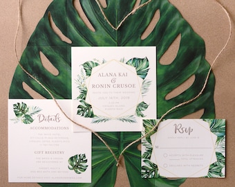Trópico - Tropical Leaf Invitation - SAMPLE ONLY (Prijs is niet de volledige bestelling per eenheidsprijs, zie beschrijving)