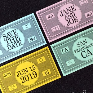 Pocketopoly Monopoly Money Save the Date SAMPLE ONLY Price is not full order per unit price, see description image 2