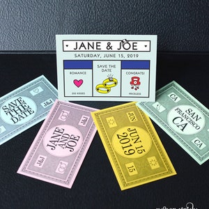 Pocketopoly Monopoly Money Save the Date SAMPLE ONLY Price is not full order per unit price, see description image 1