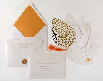 Jasmine - Laser-Cut Wedding Invitation Booklet - SAMPLE ONLY (Price is not full order per unit price, see description)