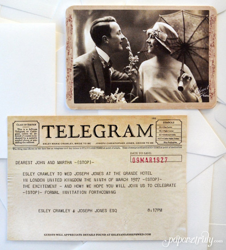 Kiss By Wire Telegram Save the Date SAMPLE ONLY Price is not full order per unit price, see description image 2