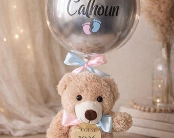 Custom Teddy Bear Gender Reveal Balloon | Confetti Surprise Decorations