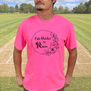 Comfort Colors 1717 Neon Pink Mockup, CC1717 Oversized Tee, Unisex Crewneck T-Shirt, Male Model Mockup, True Color Display, Real Model Tee