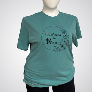 Comfort Colors 1717 Seafoam Mockup, CC1717 Oversized Tee Horizonal Mock-up, Seafoam Crewneck T-shirt, Mannequin Model, Real Colored Shirt