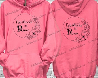 Safety Pink Gildan 18500 Hoodie Mockup, Unisex Sweatshirt Front & Back, Real Blank Hooded Mock Up Digital Download mocks for POD Sellers