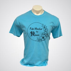 Comfort Colors 1717 Lagoon Blue Mockup, CC1717 Oversized Tee Horizonal Mock-up, Unisex Crewneck T-shirt, Male Bust Model, Real Colored Shirt