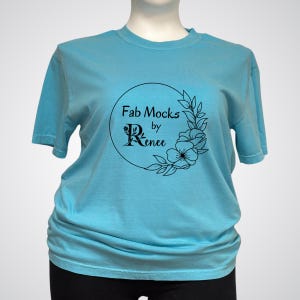 Comfort Colors 1717 Lagoon Blue Mockup, CC1717 Oversized Tee Horizonal Mock-up, Unisex Crewneck, Mannequin Model, Real Colored Shirt