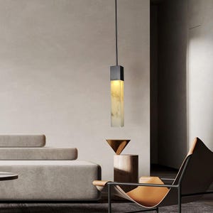 2&quot; Wide Mini Pendant with Alabaster Shade - Luxury Alabaster Pendant - Adjustable Chandelier for Bedroom, Dining Room or Luxury Villa