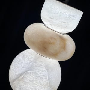Alabaster Stone Marble Chandelier - Arco Alabaster Pendant | Sculptural Alabaster Ambient Glow for Bedroom, Dining Room or Luxury Villa