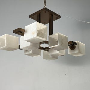 Modern creative vintage handmade Alabaster Linear chandelier