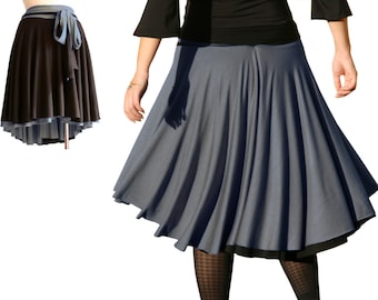 Custom skirt, Asymmetric knee length skirt, Full skirt, Grey skirt, Black skirt, Aline skirt, Womens clothing, Womens skirts