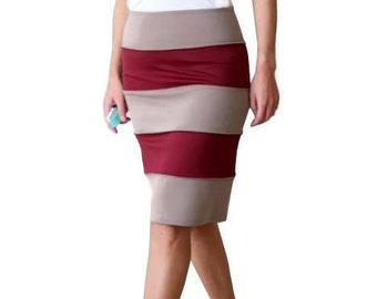 Pencil skirt, Stretchy skirt, Custom Pencil Skirt, Plus Size Jersey Skirt, Pale brown Skirt, Burgundy Jersey Skirt, Plus size pencil skir,