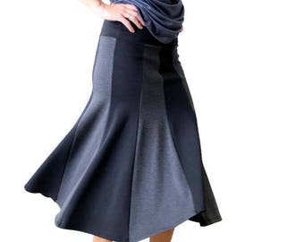 Plus size long skirt, Wide band long skirt, Stertchy jersey long skirt, Modest skirt, Womens skirts, Grey skirt, Plus size womens skirt