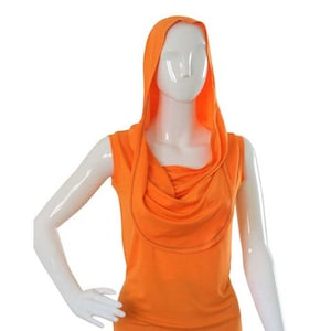 Asymmetric shirt / Hoodie top / Plus size hoodie/ Summer top / Orange blouse / Summer hoodie top / Custom plus size clothing / Womens tops image 1