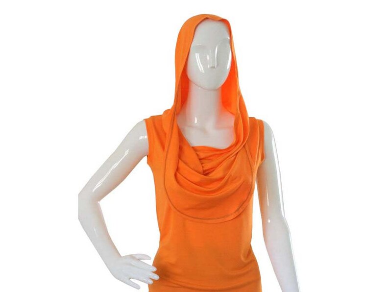 Asymmetric shirt / Hoodie top / Plus size hoodie/ Summer top / Orange blouse / Summer hoodie top / Custom plus size clothing / Womens tops image 1