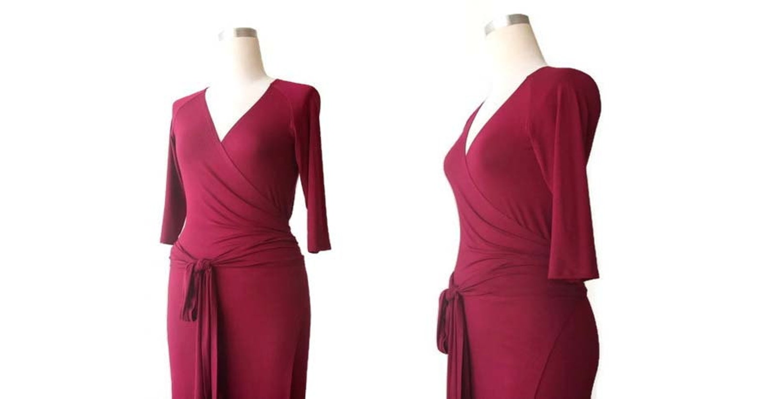 Wrap Dress, Long Green Dress, Long Green Wrap Dress, Long Sleeve Dress ...