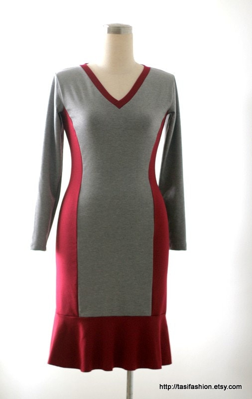 Jersey Dress Plus Size Dress Ruffle Dress V Neck Dress - Etsy