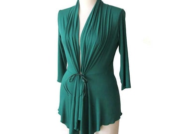 Green Wrap Top, Plus size wrap jacket, Wrap jacket, Wrap Cardigan, Womens jacket, Spring top, Plus size clothing, Plus size tops, plus size