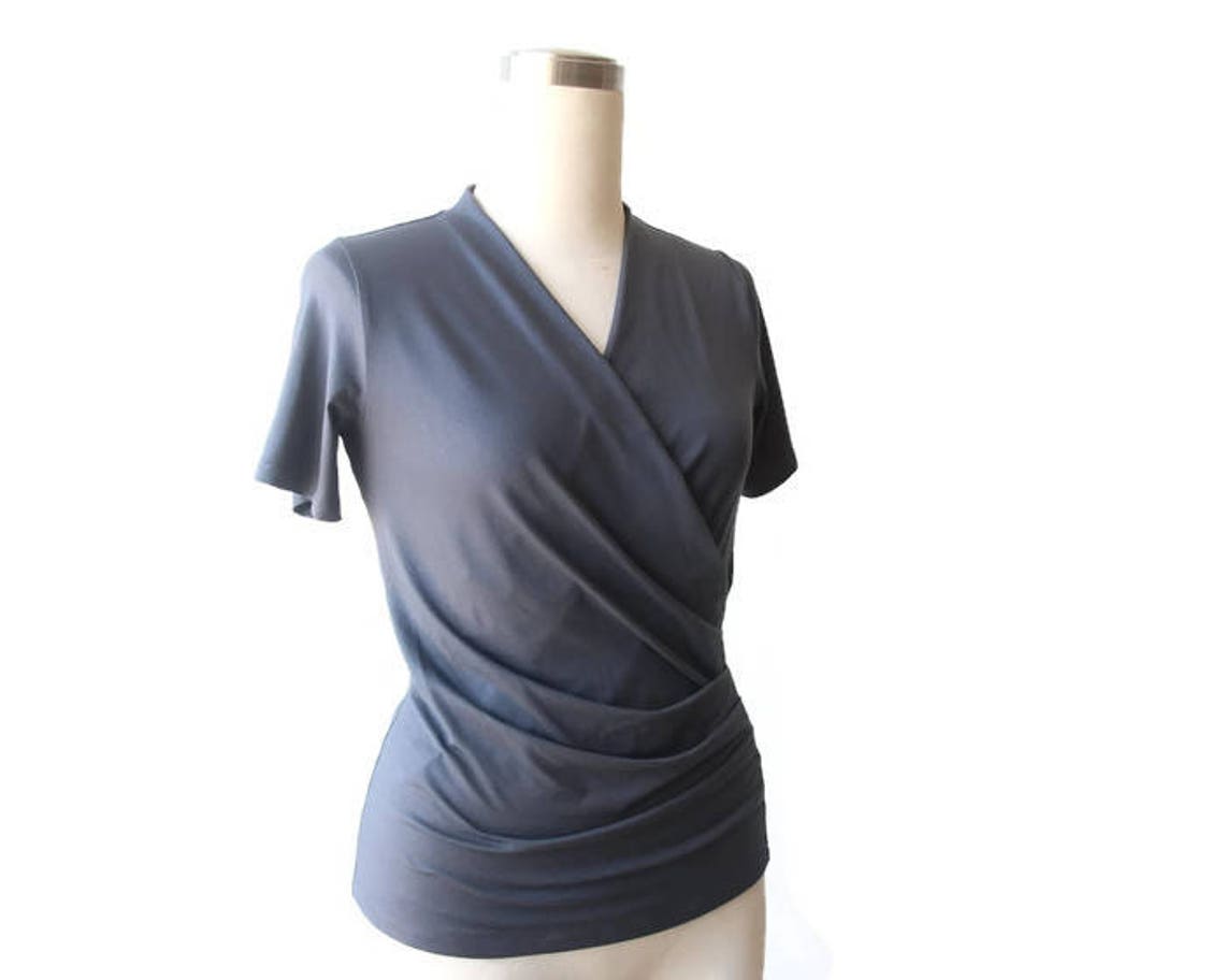 Grey Wrap Top Plus Size Wrap Top Womens Clothes Wrap Blouse - Etsy