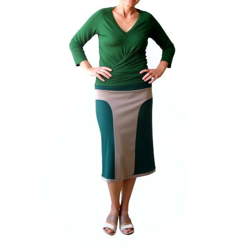 Winter skirt, Green skirt, Plus size A line skirt, Handmade skirt, Midi skirt, Elastic waist Casual skirt, Elegant skirt, Skirt image 3