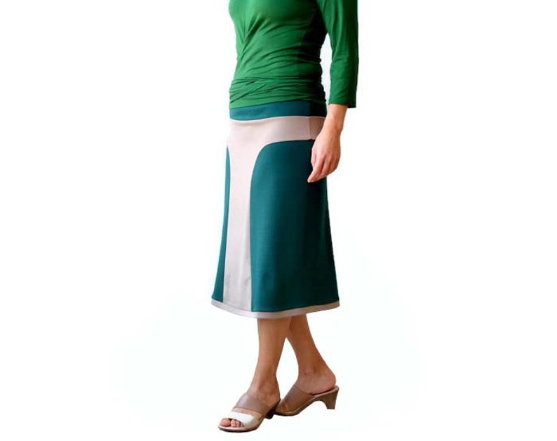 Winter skirt, Green skirt, Plus size A line skirt, Handmade skirt, Midi skirt, Elastic waist Casual skirt, Elegant skirt, Skirt image 2