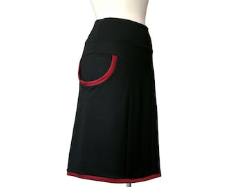 A-line Skirt with Pockets, Custom Made Skirt, Jersey Skirt, Plus Size Skirt, Womens Clothing, Black Skirt With Pockets, Aline Pocket Skirt