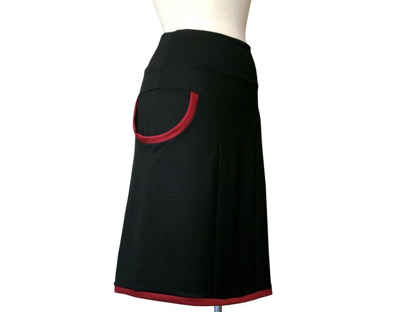 A-line Skirt with Pockets, Custom Made Skirt, Jersey Skirt, Plus Size Skirt, Womens Clothing, Black Skirt With Pockets, Aline Pocket Skirt image 1