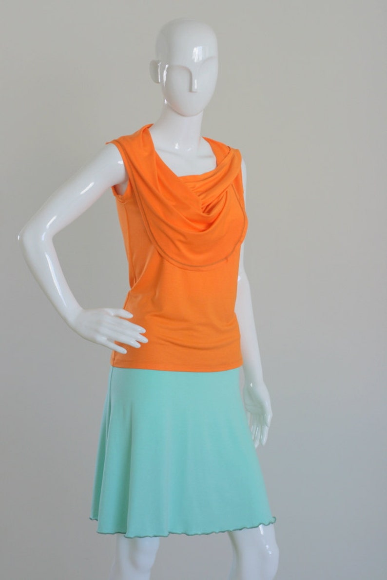 Asymmetric shirt / Hoodie top / Plus size hoodie/ Summer top / Orange blouse / Summer hoodie top / Custom plus size clothing / Womens tops image 3