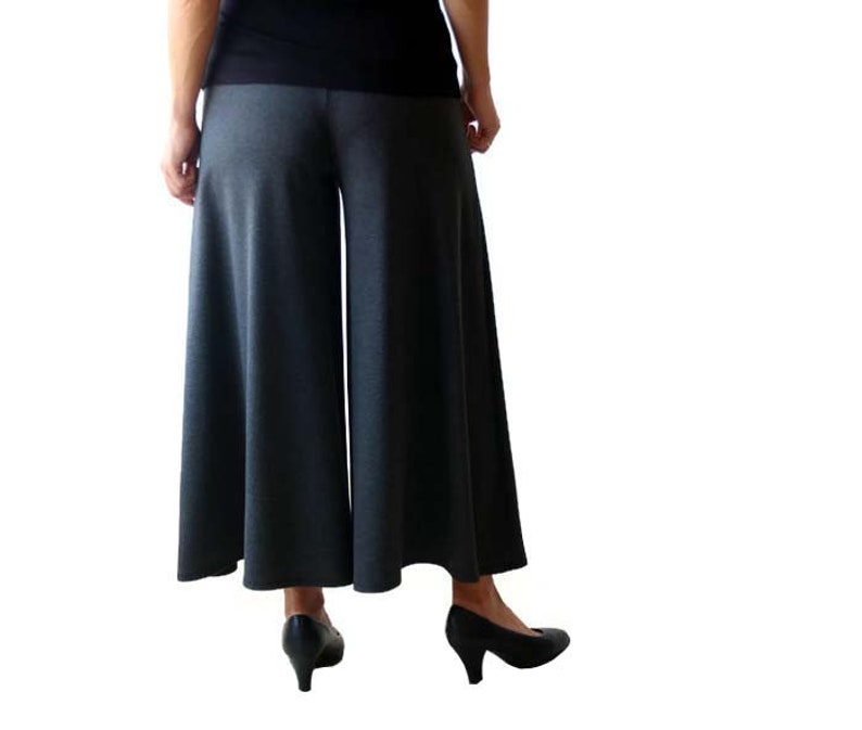 Wide leg pants, Grey pants, Wide pants, Pants skirt, Plus size pants, Womens Loose pants, Plus size clothing, Wide trousers, Jersey pants image 4