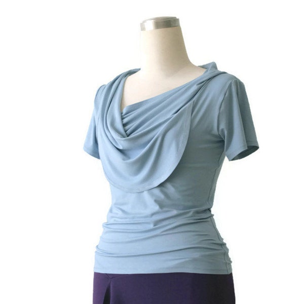 Asymmetric top, hoodie top, Plus size top, Blue top, Short sleeve top, Womens plus size clothing, Made to order top/shirt, Plus size tops