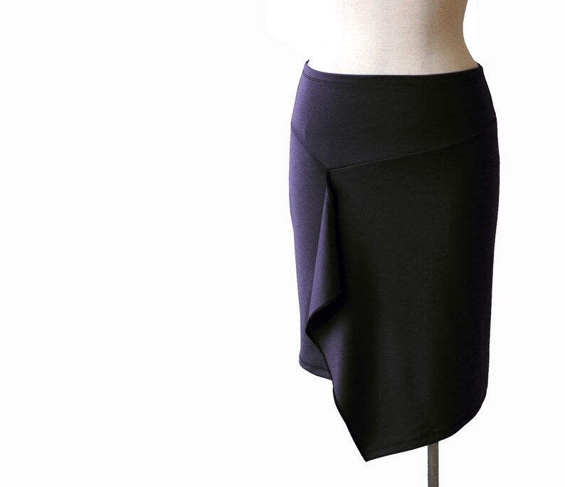 Asymmetric Tulip Wrap Skirt Jersey Wrap Skirt Knee Length Pencil Skirt