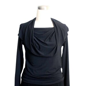 Cowl top, Black top, Long sleeve top with cowl neck, Womens blouse, Elegant top, Black blouse, Womens clothing, Womens top, Sexy top