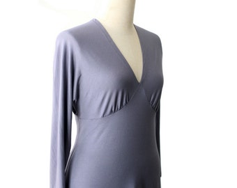 V neck dress with dolman sleeve, A line long sleeve dress, size L dress, SALE dress